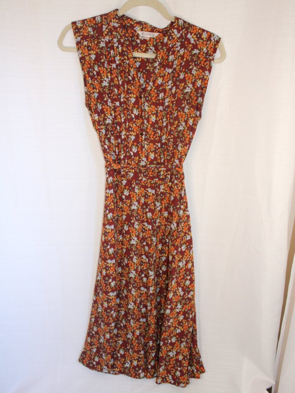 Women's Size 12 Nanette LePore Sleeveless Button Front Boho Floral Belted Dress